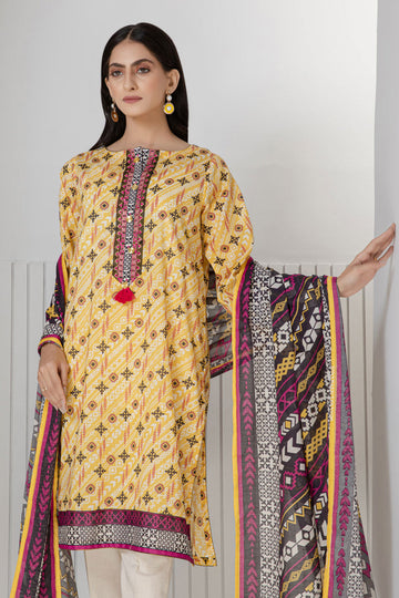 Bonanza Satrangi Yellow Lawn Suit Ask222p18 Eid Pret 2022 Online Shopping